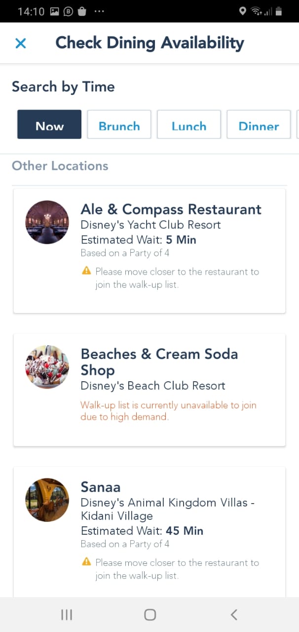 Mobile Dine Walk-Up Waitlist